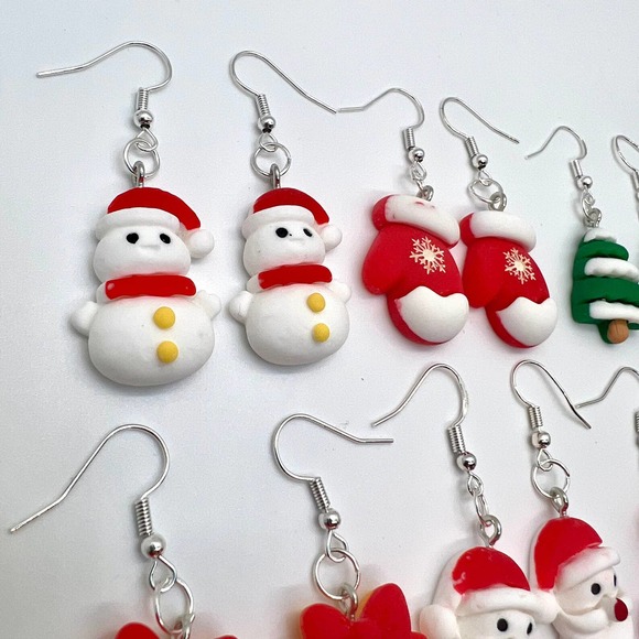 Christmas Earrings - Snow Men, Mittens, Trees, Bells, Santa , Stockings - Picture 4 of 10